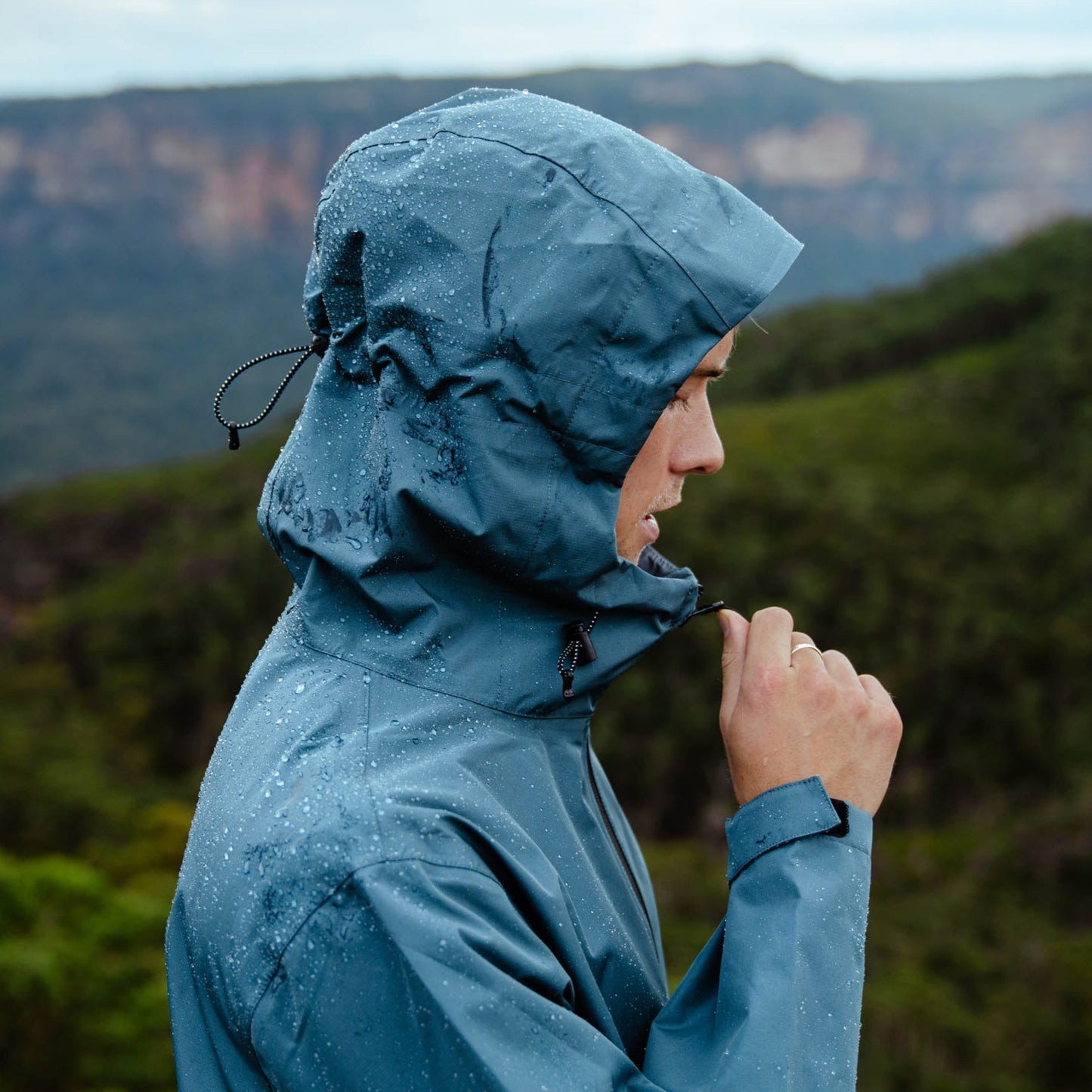 Mens Horizon 3L Rain Jacket Blue Lake