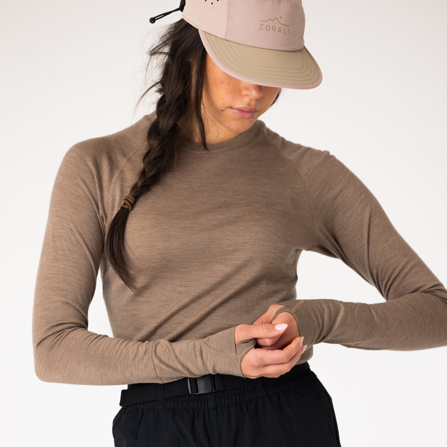 Womens Merino LS Base Layer Stone Marle