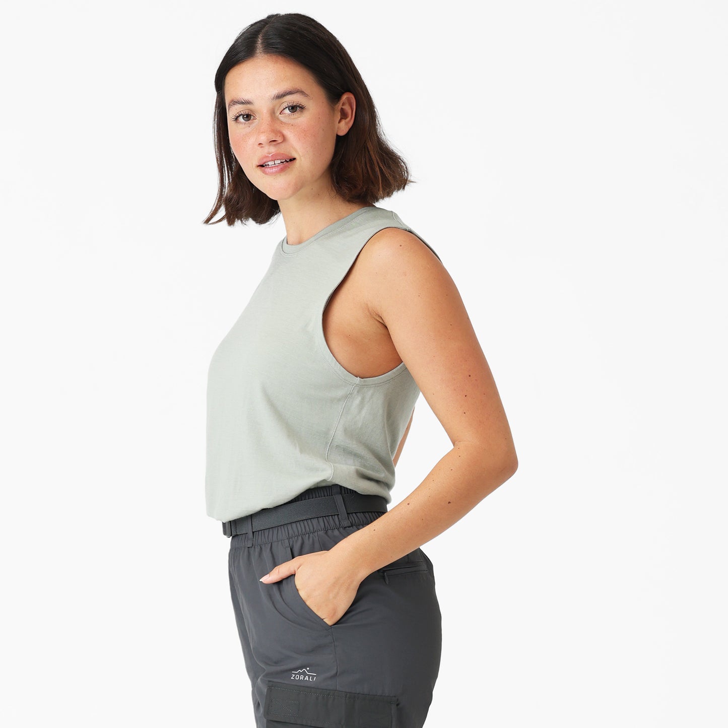 Womens Merino Tank Light Fog