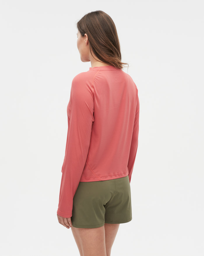 Bianca wearing the Mineral Red top, size 10