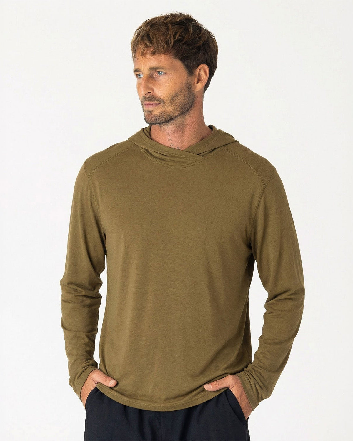 Mens Merino LS Hoody Olive