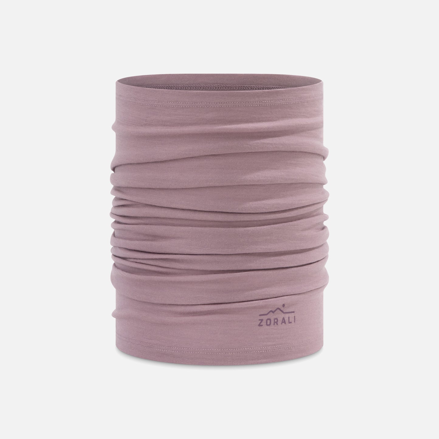 Purple neck gaiter with Zoraki logo on a white background