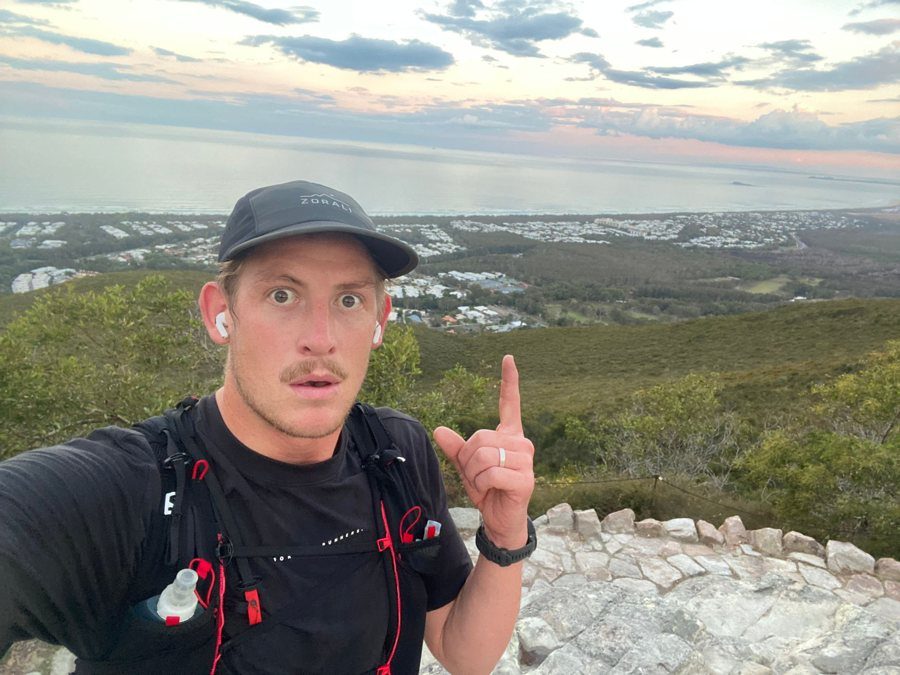 Ethan C. wearing the Air-Trek Cap trail running