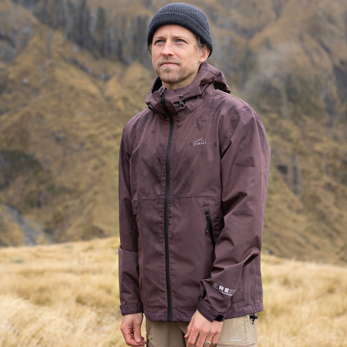 Mens Horizon 3L Rain Jacket Berry Zorali