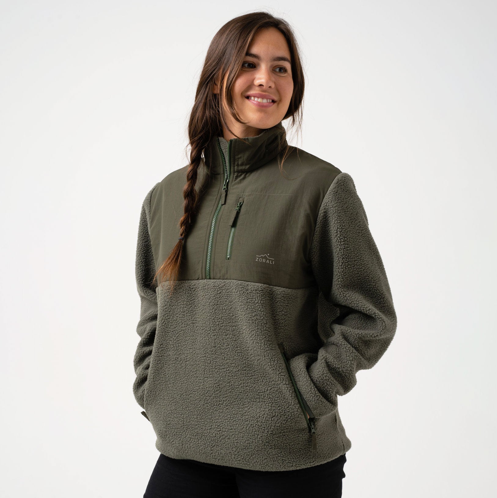 1/4 Zip Fleece Dusty Olive – Zorali