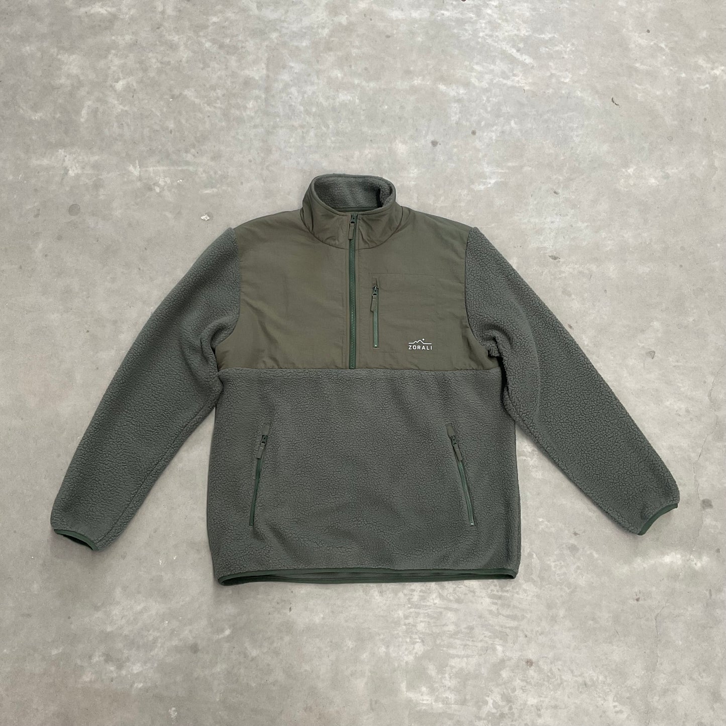 Impeccably Imperfect Mens 1/4 Zip Fleece Dusty Olive XL