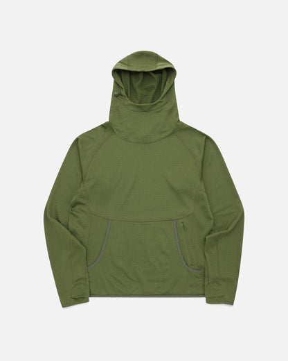 Womens Air-Grid Fleece Bush Green flat lay