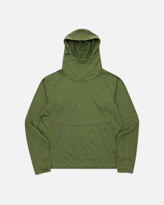 Womens Air-Grid Fleece Bush Green flat lay