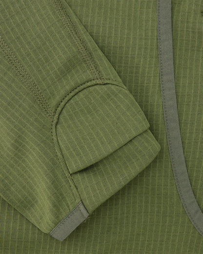 Womens Air-Grid Fleece Bush Green flat lay