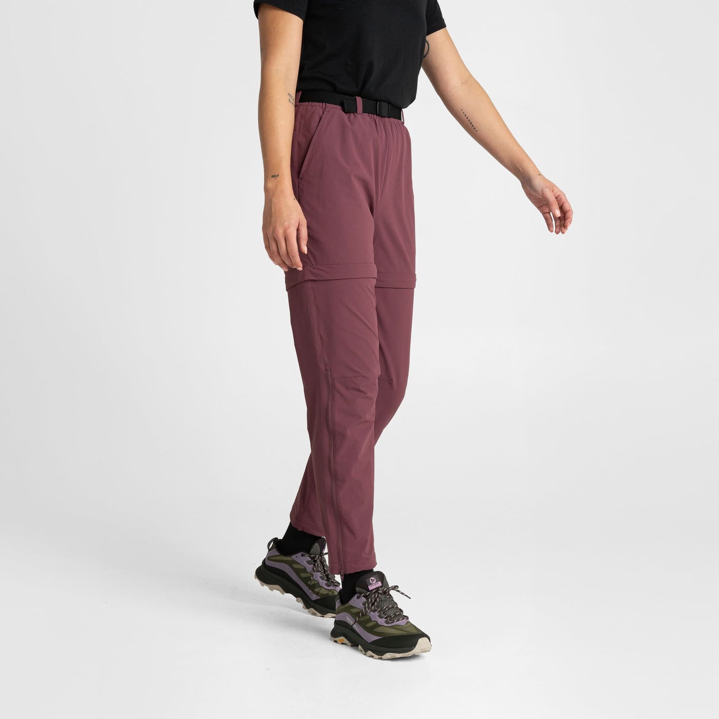 Impeccably Imperfect Womens Zip Off Pants Berry