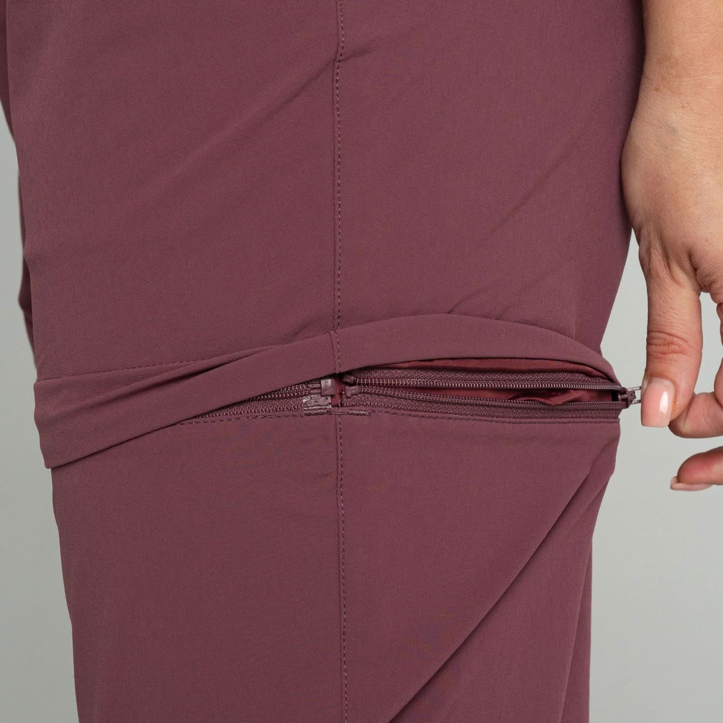 Impeccably Imperfect Womens Zip Off Pants Berry