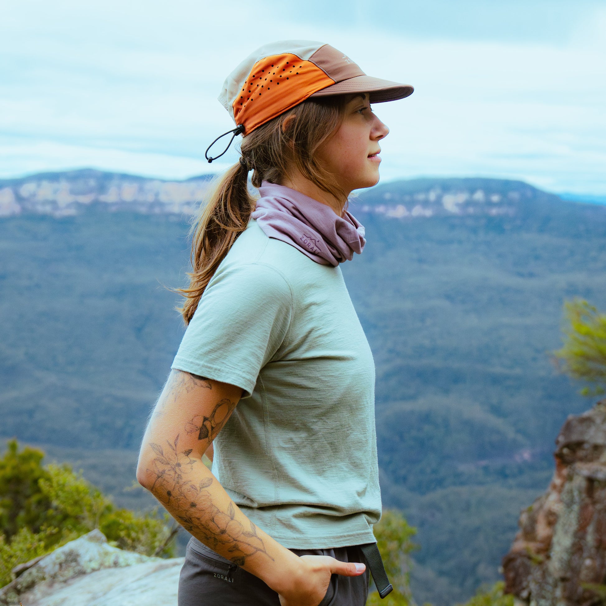 Person standing on a mountain with scenic view