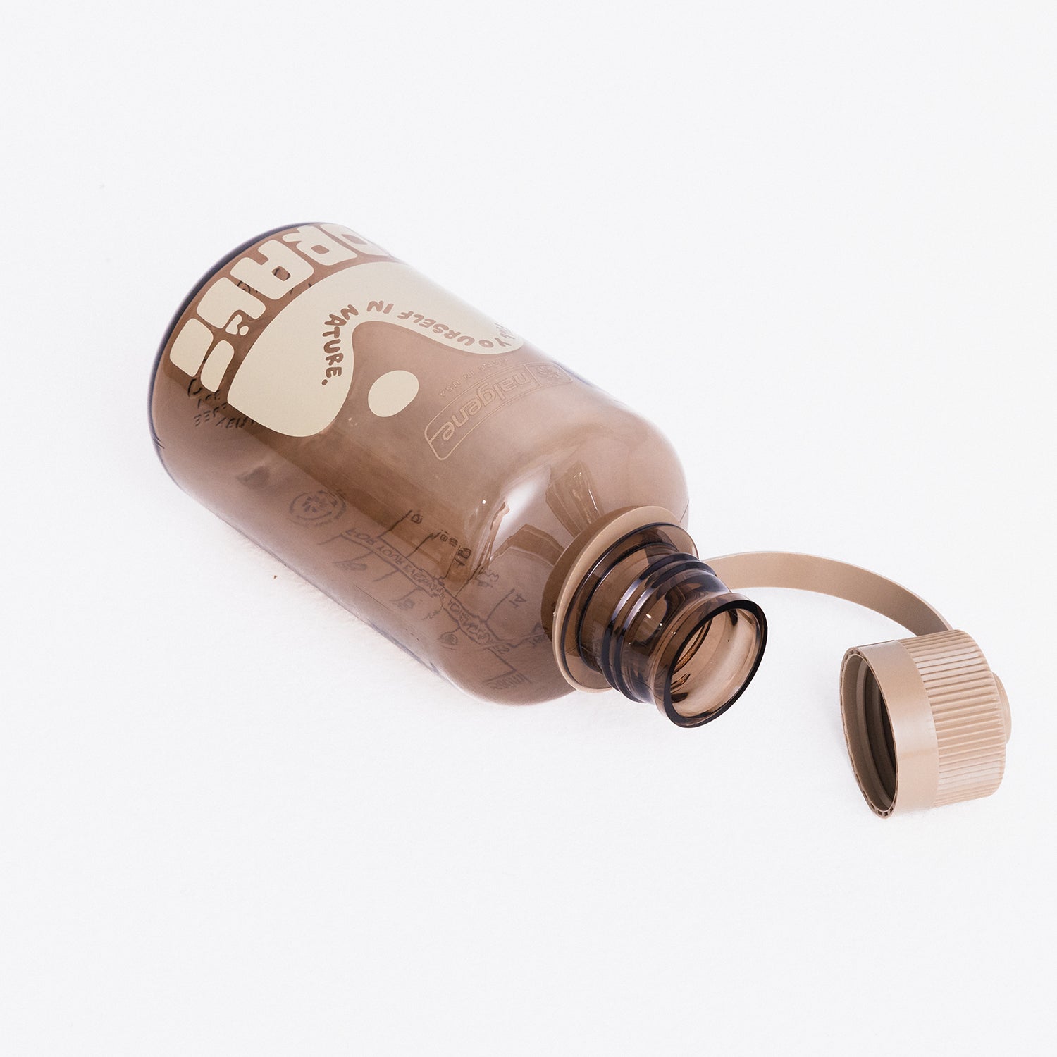 Brown bottle with a cap on a white background