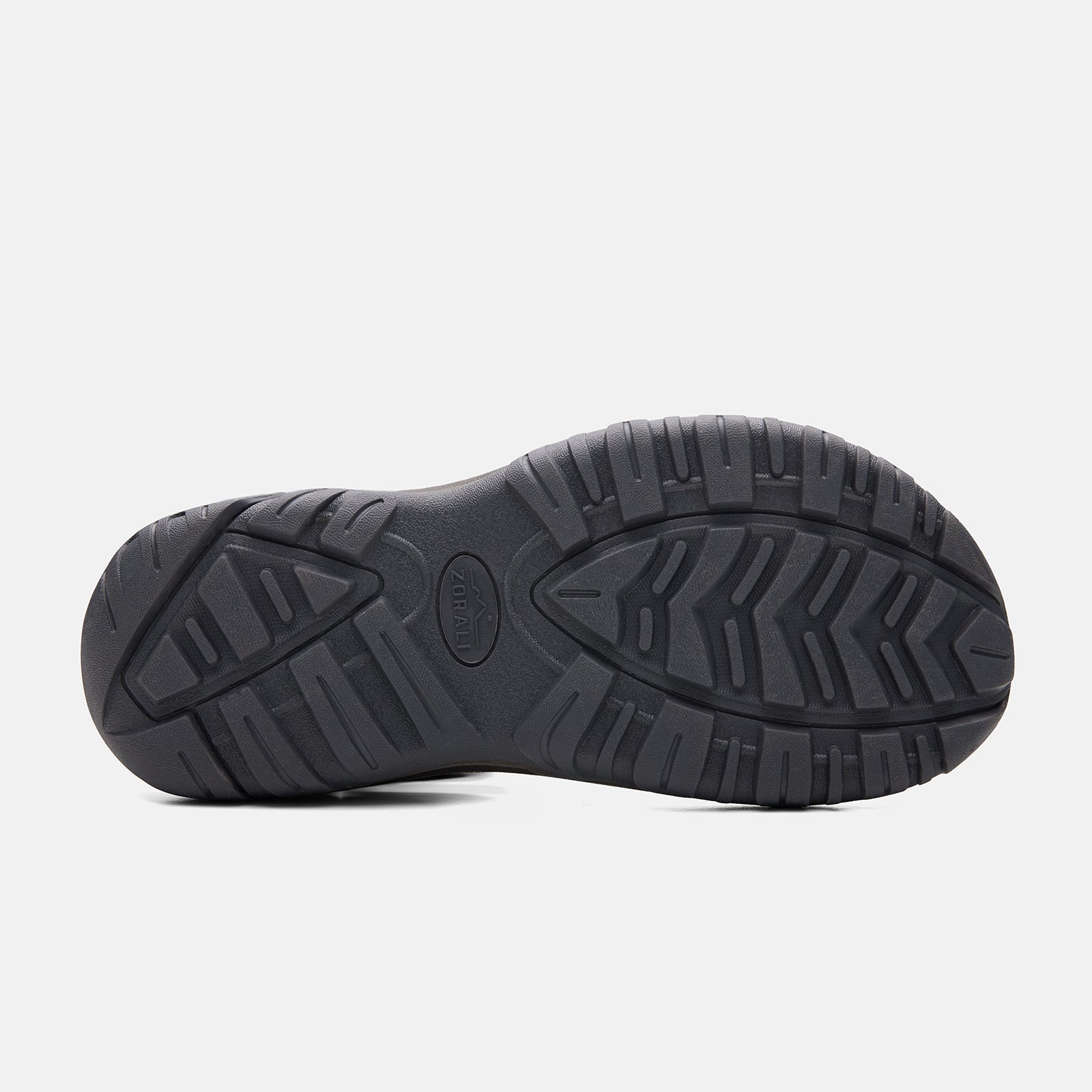 Black shoe sole on a light gray background