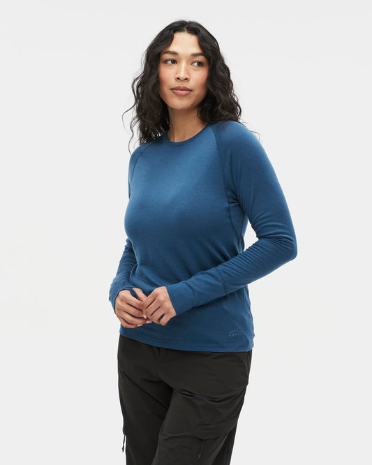Womens Merino LS Base Layer Deep Sea