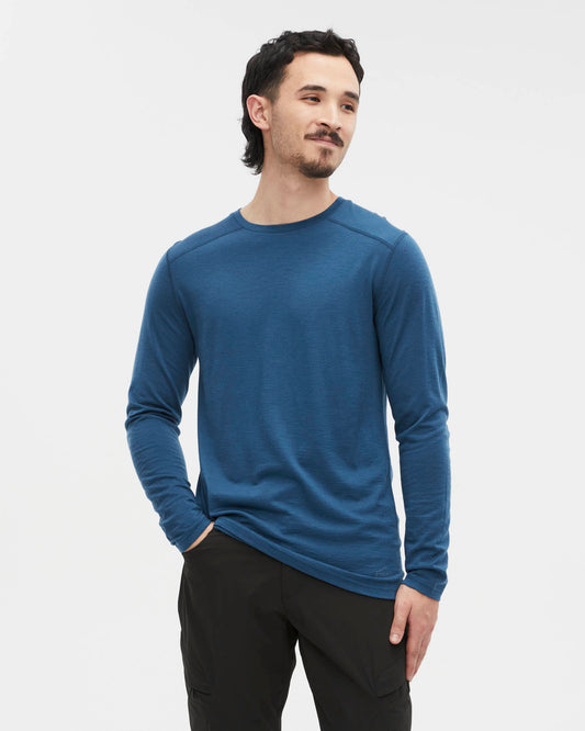 Mens Merino LS Base Layer Deep Sea