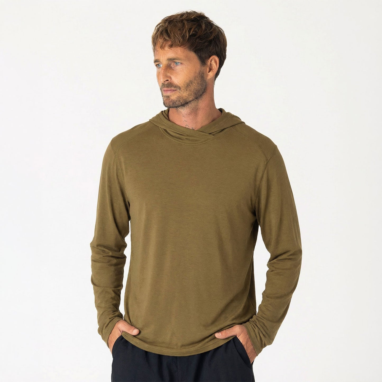 Mens Merino LS Hoody Olive