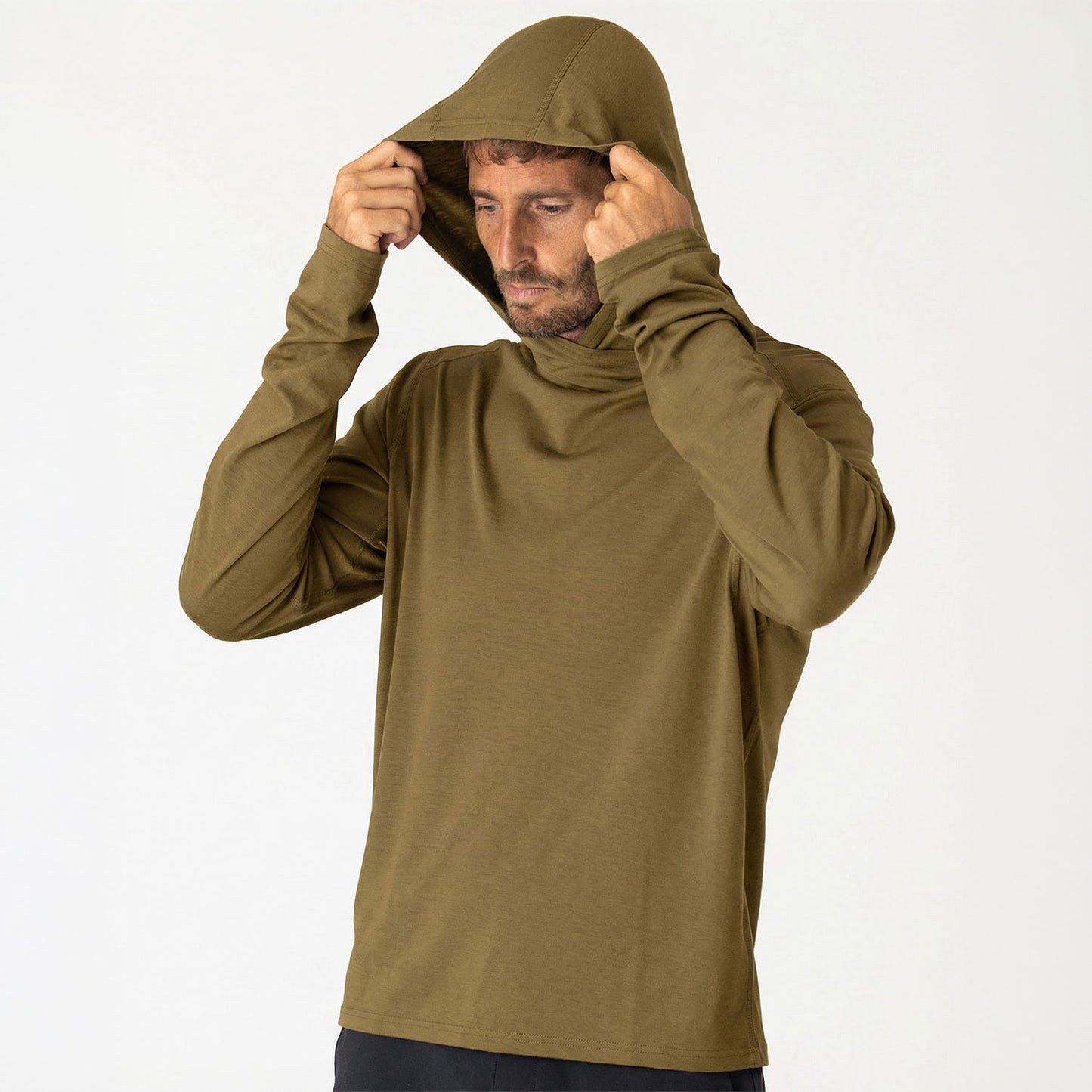 Mens Merino LS Hoody Olive