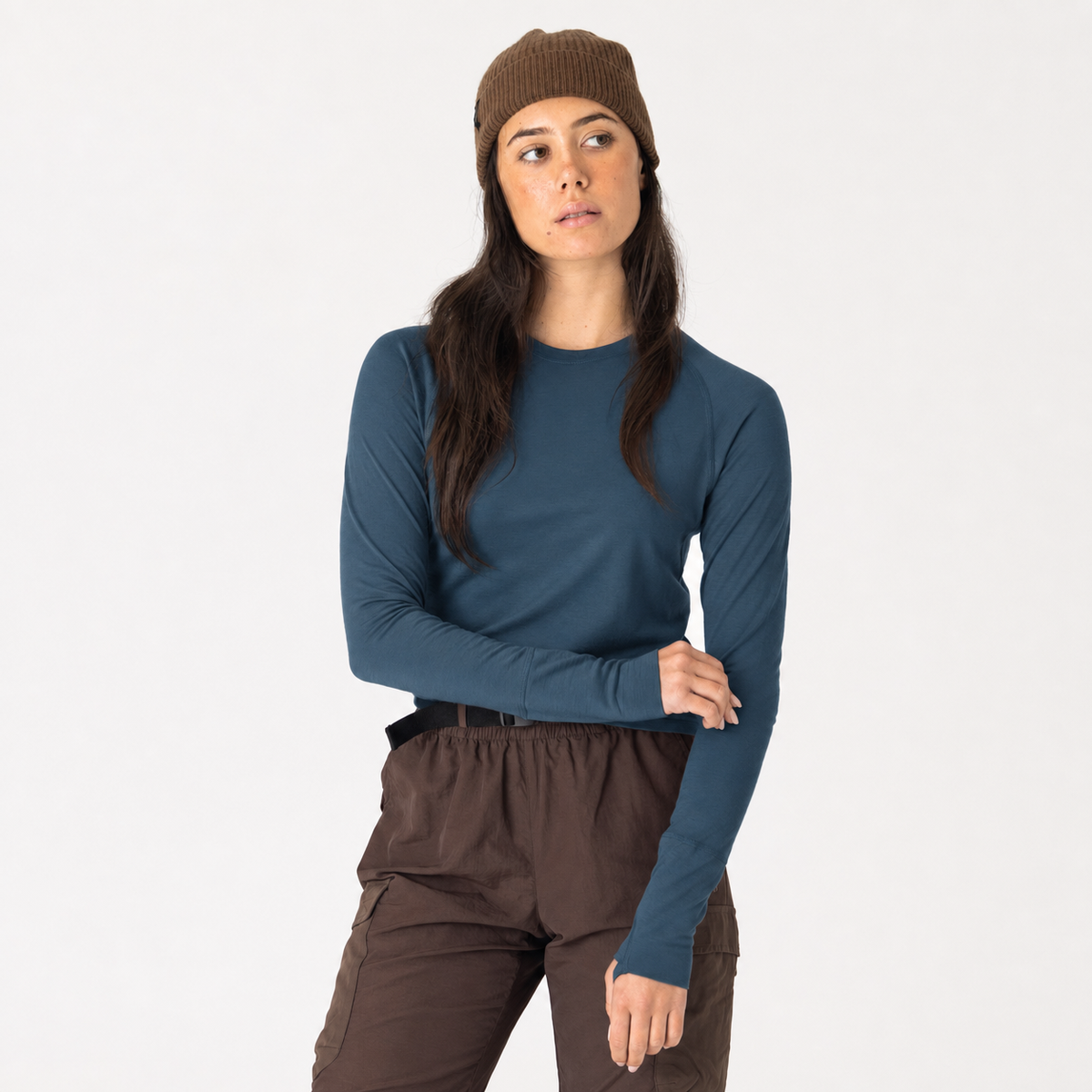 Womens Merino LS Base Layer Deep Sea