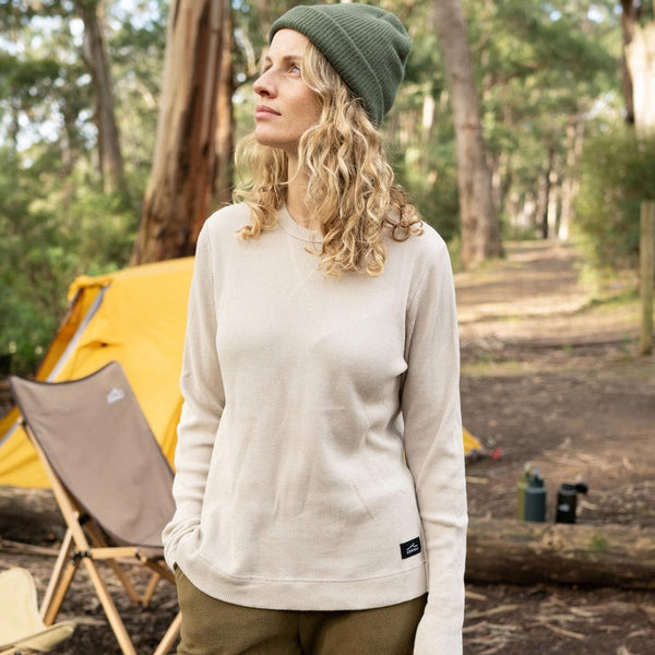 Womens Waffle Long Sleeve Natural