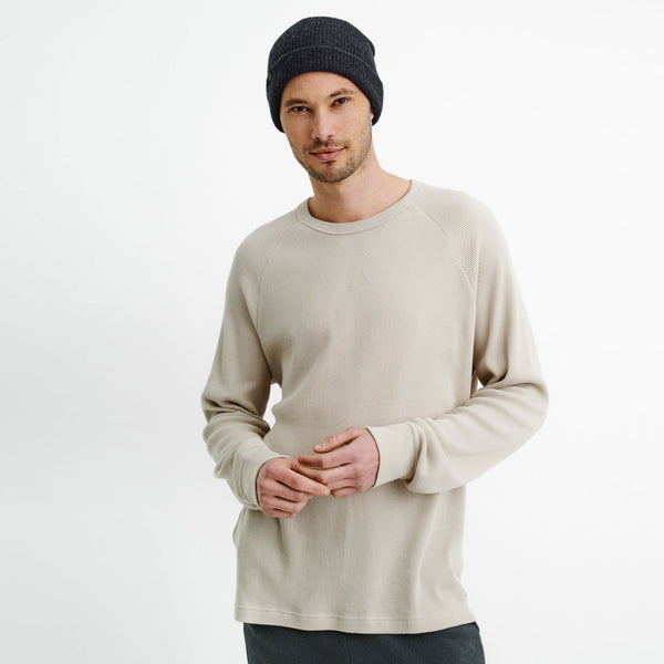 Mens Waffle Long Sleeve Tee Natural