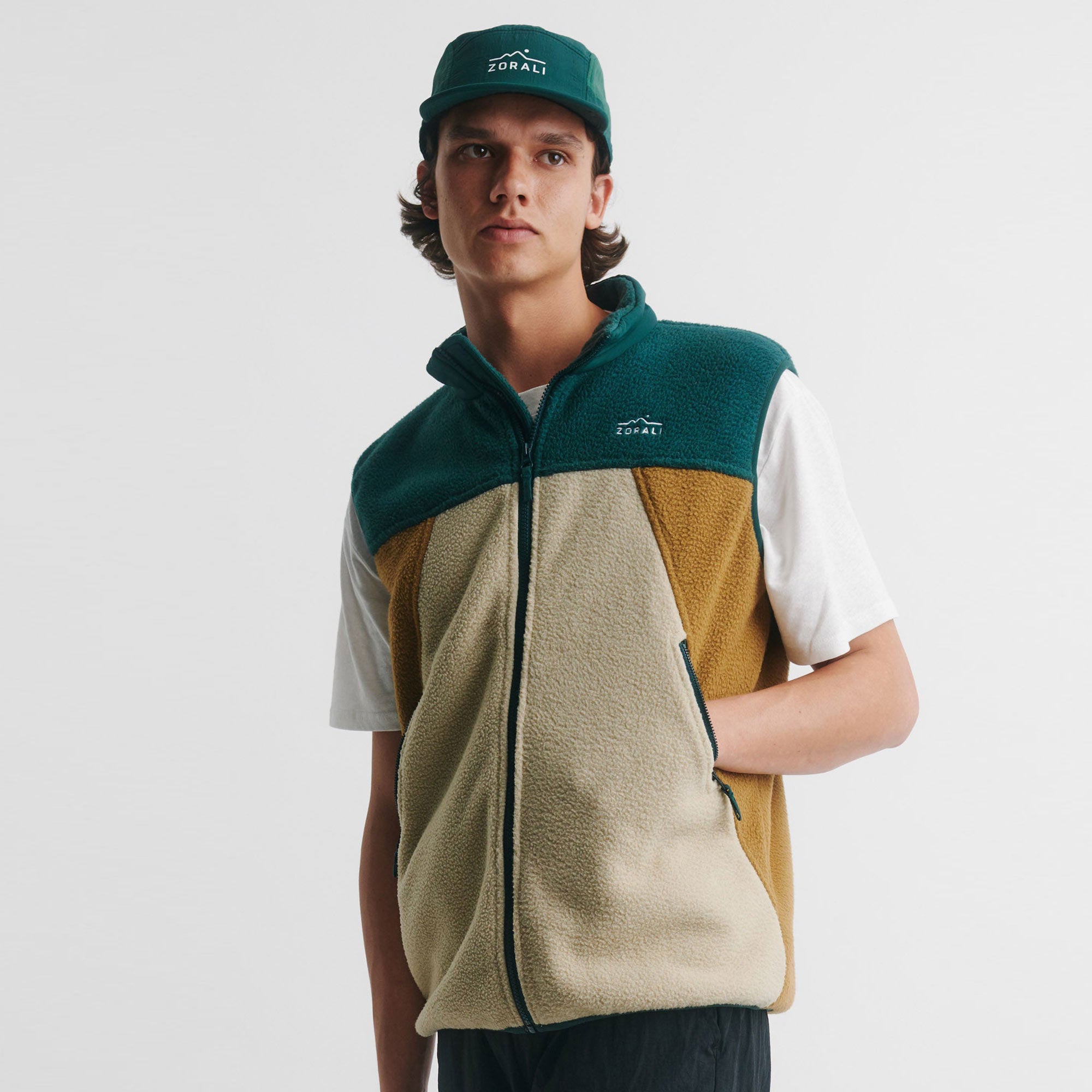 Mens Retro Panel Vest Daintree Green