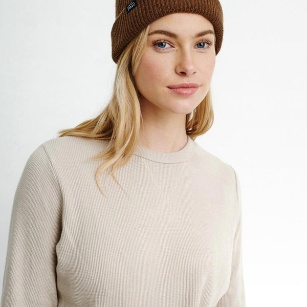 Womens Waffle Long Sleeve Natural