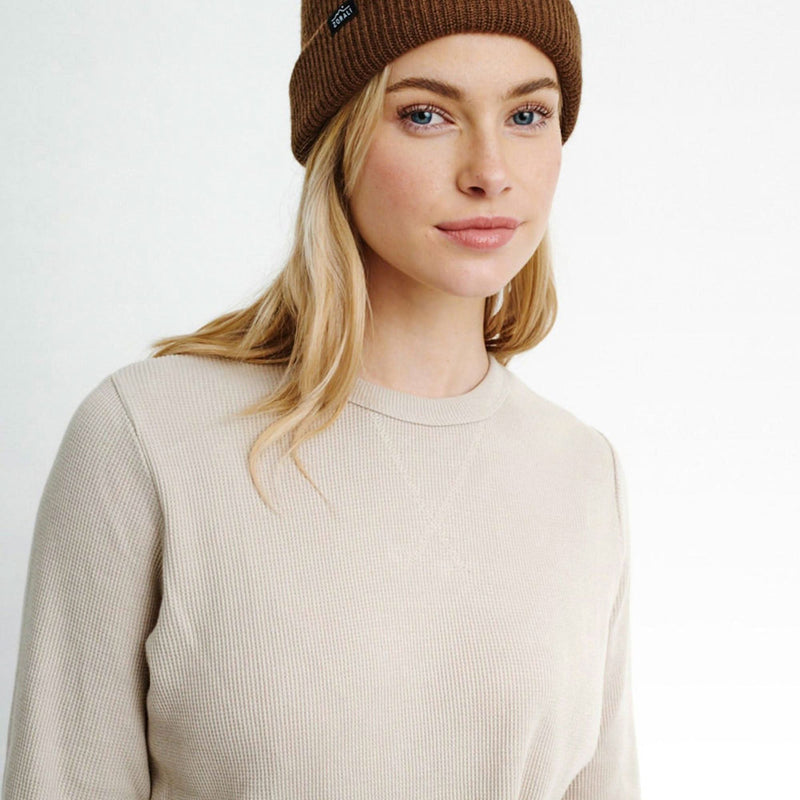 Womens Waffle Long Sleeve Natural