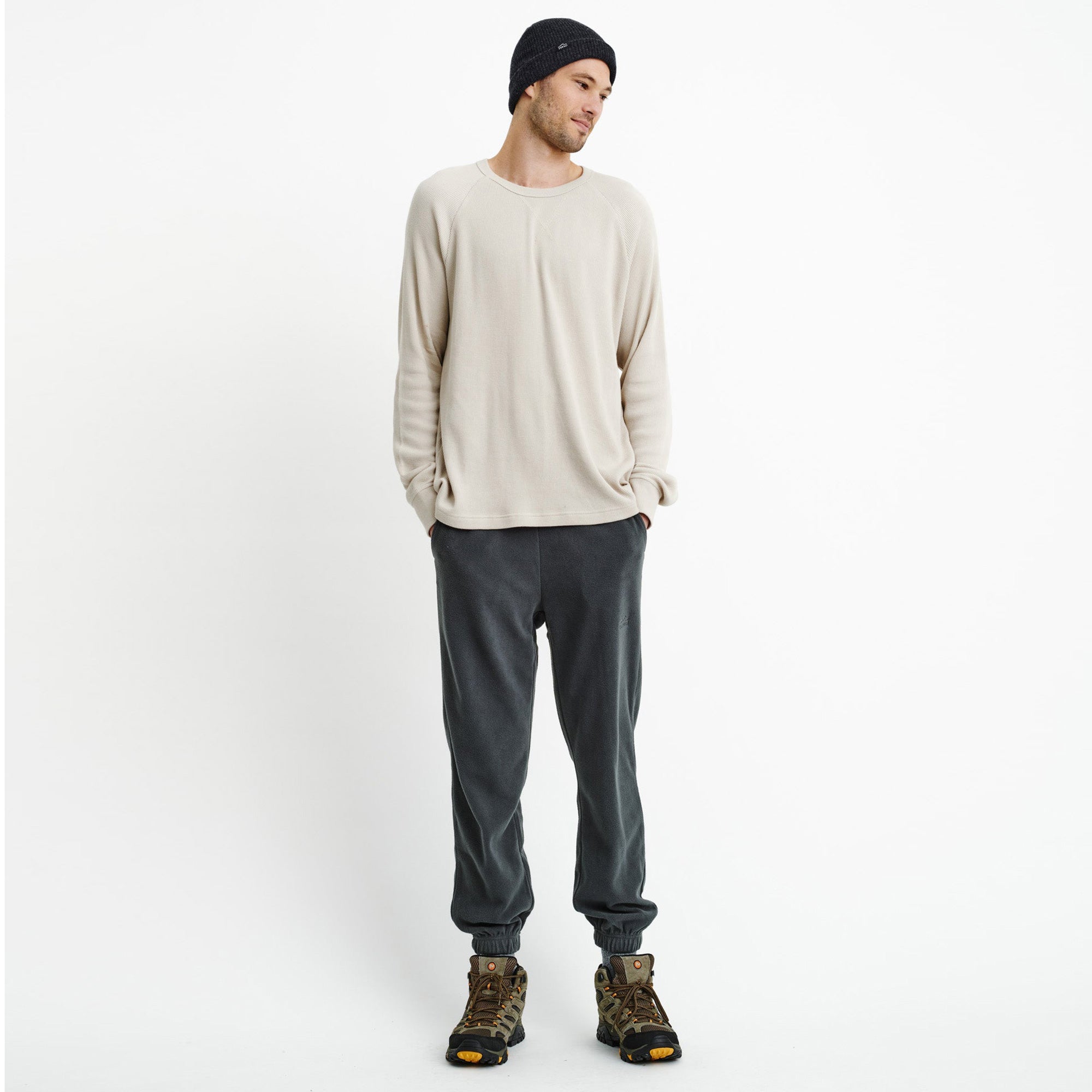 Mens Waffle Long Sleeve Tee Natural