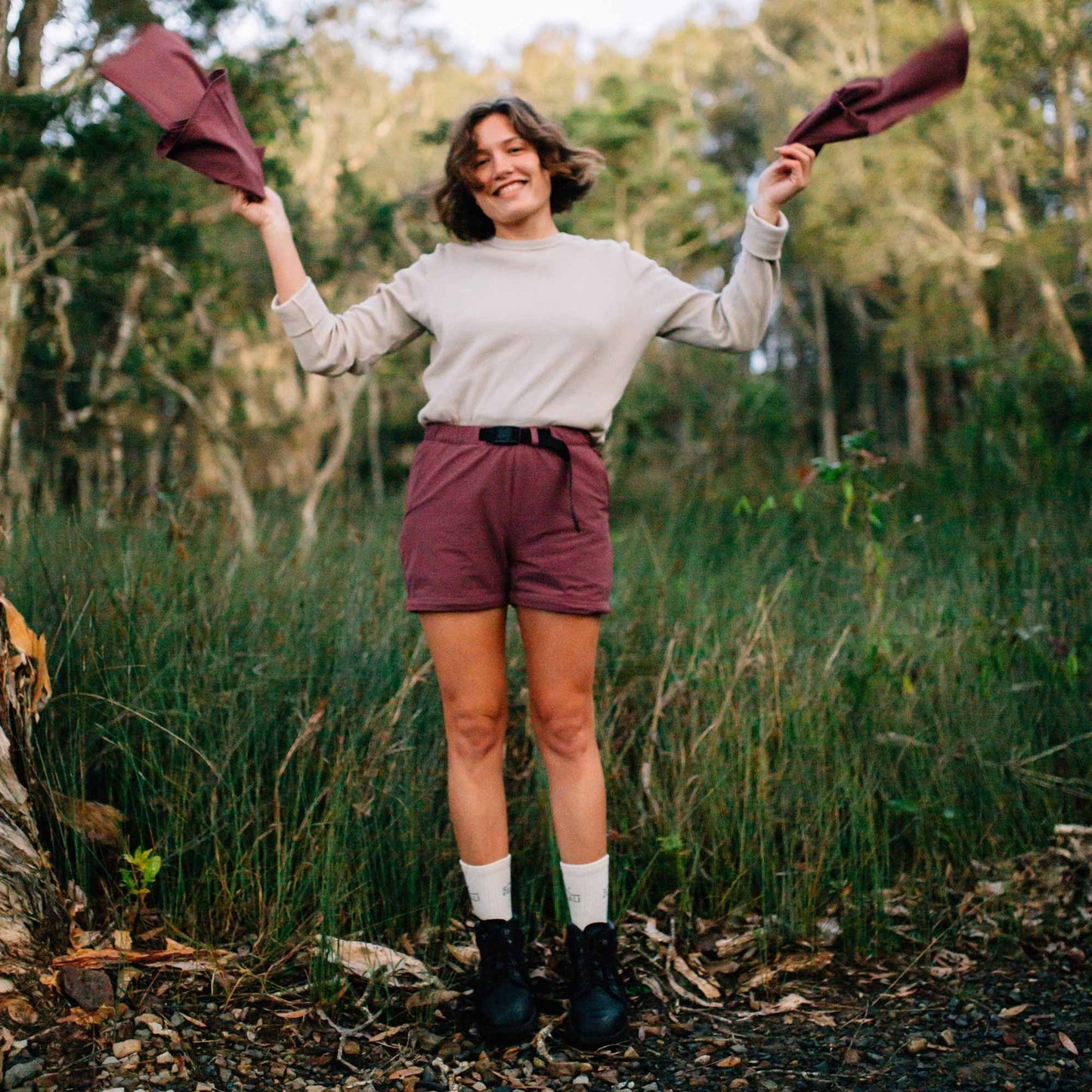 Impeccably Imperfect Womens Zip Off Pants Berry