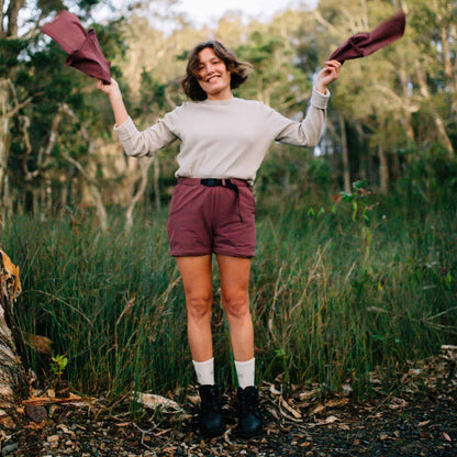 Impeccably Imperfect Womens Zip Off Pants Berry