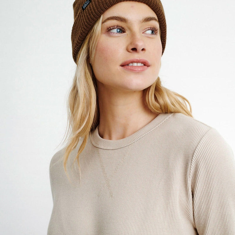 Womens Waffle Long Sleeve Natural