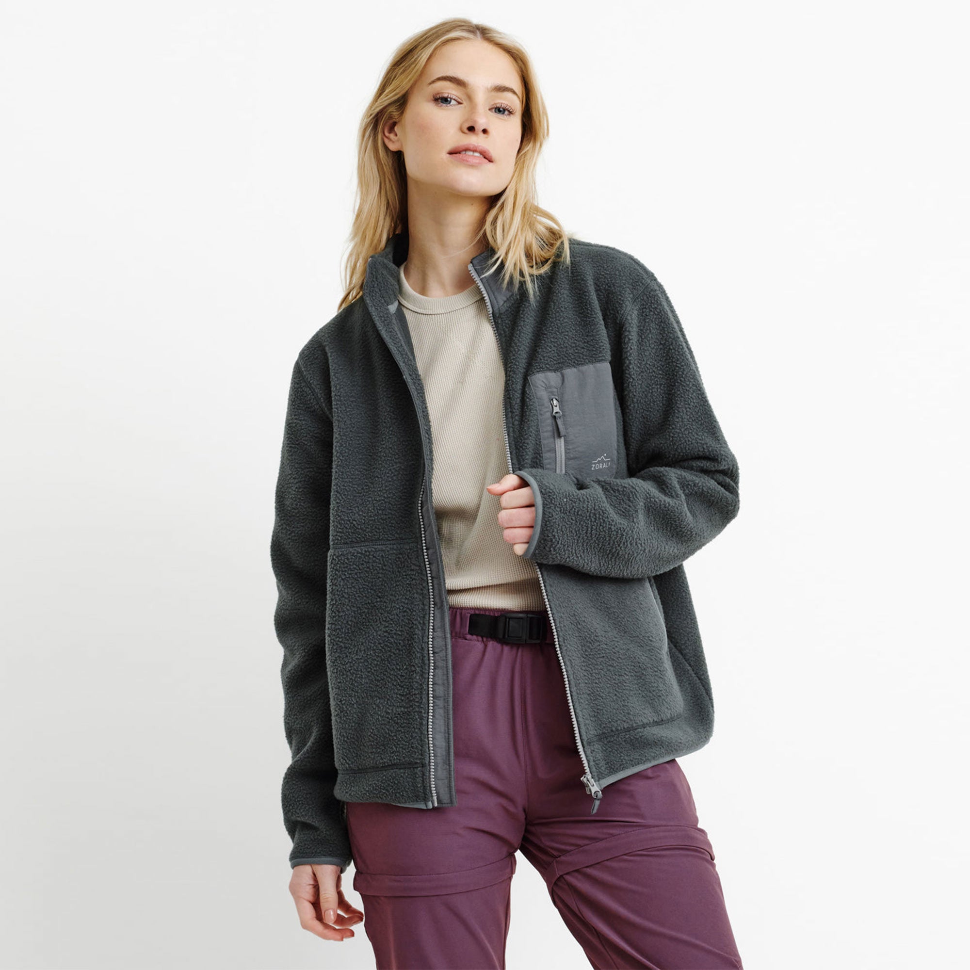 Womens Cosy Camp Fleece Stone Grey