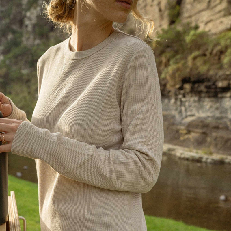 Womens Waffle Long Sleeve Natural