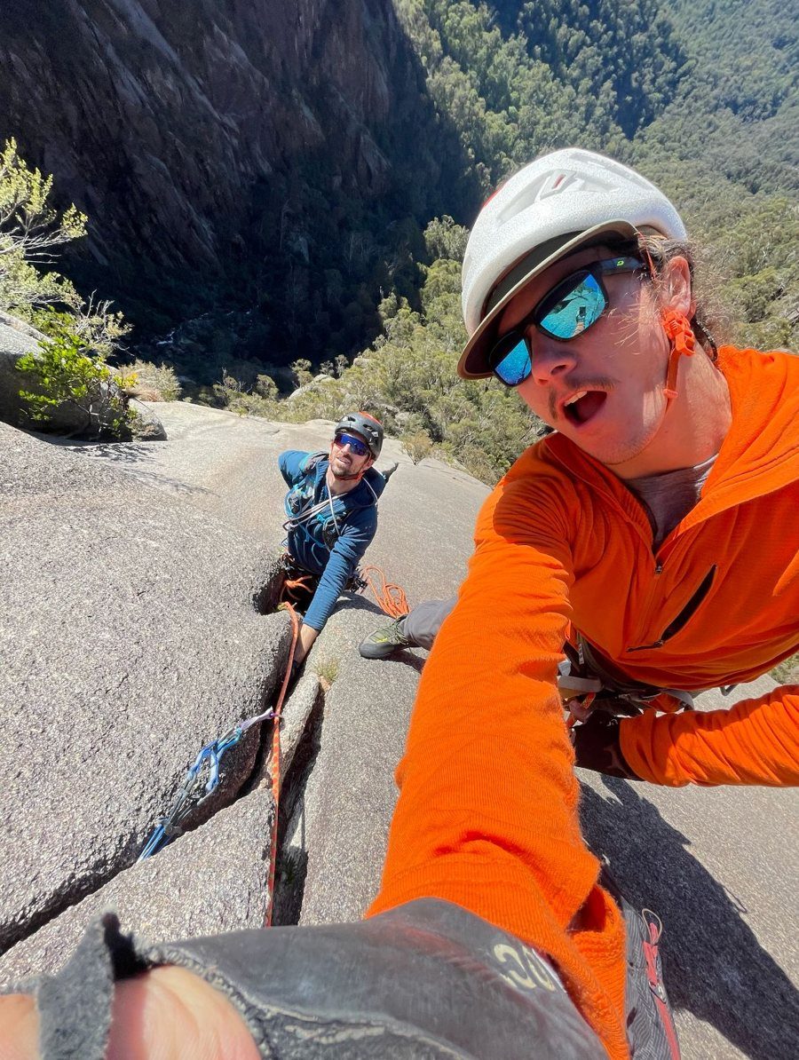 Daygin P. climbing in the Air-Trek Cap
