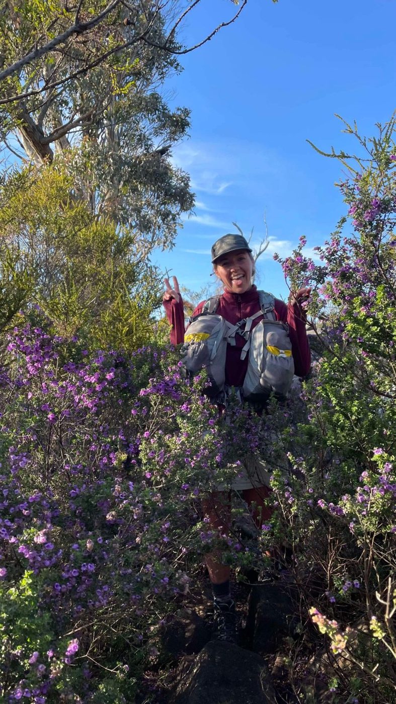 Jess L. wearing the Air-Trek Cap on a hike